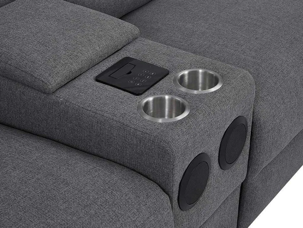 Elektrische Tweezits-Relaxzitsbank Van Grijze Stof Vereto-Vente-unique Discount