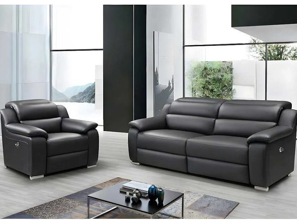 Elektrische 3-Zitsrelaxbank Arena Iii Van Leer - Noir-Vente-unique Best