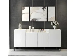 Ellaria Multifunctioneel Kabinet, Wit, Zwart, 160X42X75 Cm, Epikasa-Homemania New