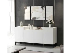Ellaria Multifunctioneel Kabinet, Wit, Zwart, 160X42X75 Cm, Epikasa-Homemania New