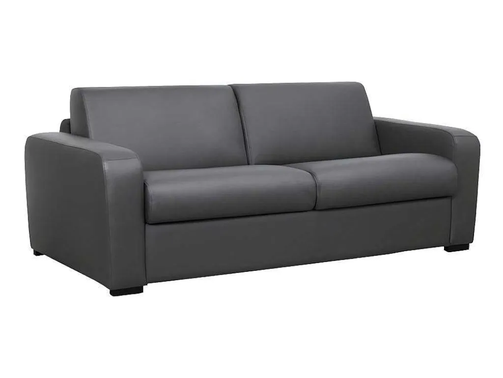 Express 3-Zits Bedbank Van Leer Bevis - Grijs-Vente-unique Discount