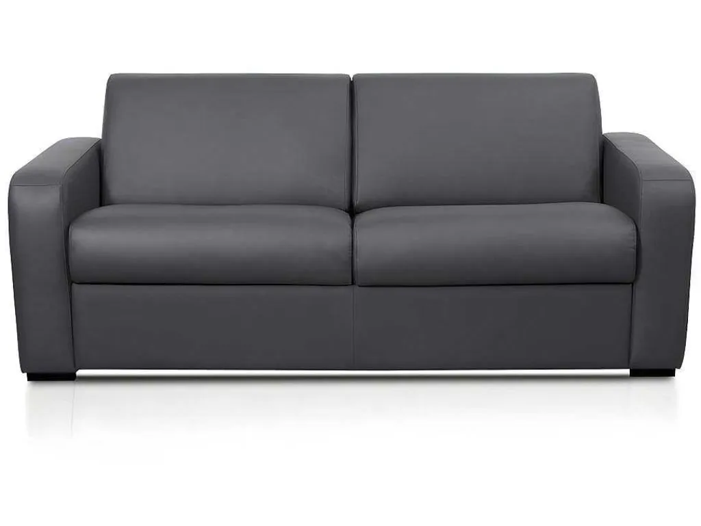 Express 3-Zits Bedbank Van Leer Bevis - Grijs-Vente-unique Discount