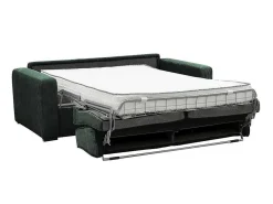 Express-Driezitsslaapbank Van Groen Ribfluweel - Bed 140 Cm - Matras 18 Cm - Mondovi-Vente-unique Sale