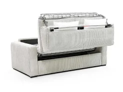 Express-Driezitsslaapbank Van Beige Ribfluweel - Bed Met Brede Latten 140 Cm - Matras 18 Cm - Mondovi-Vente-unique Clearance