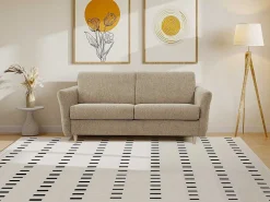 Express-Driezitsslaapbank Van Beige Stof - Bed Met Brede Latten 140 Cm - Matras 14 Cm Arcadia-Vente-unique Hot