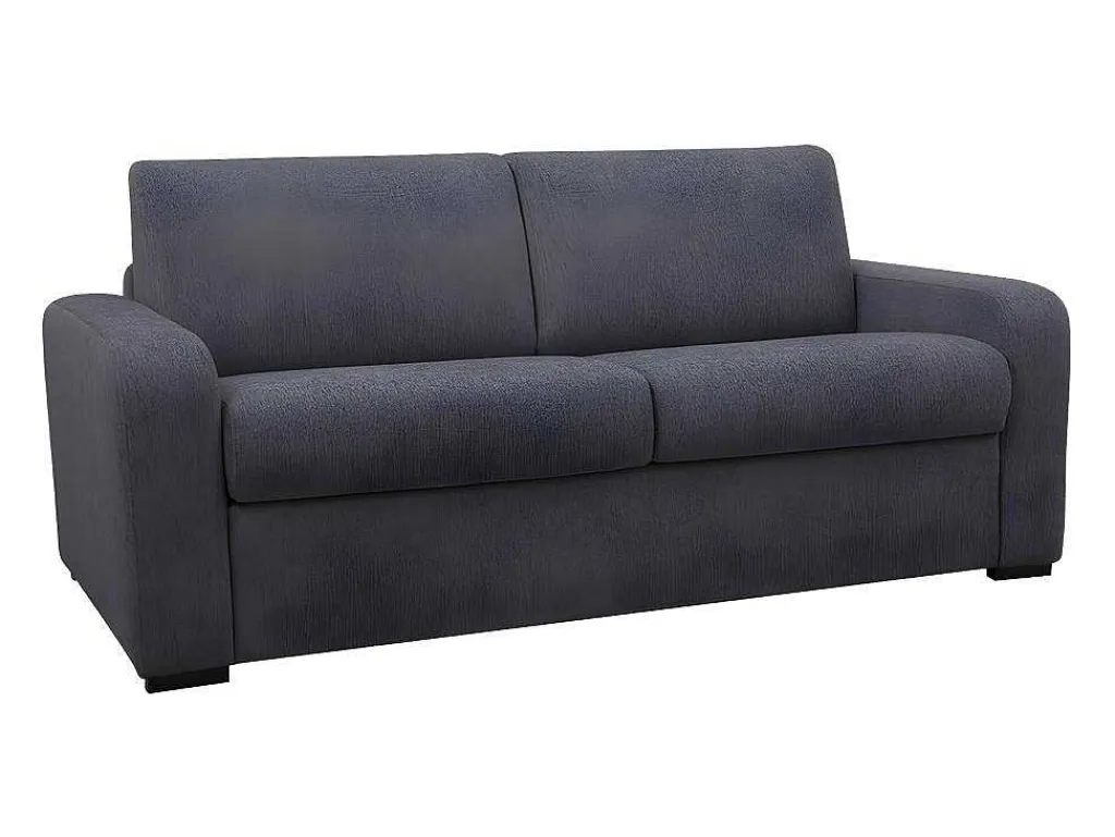 Express-Driezitsslaapbank Van Antracietgrijze Stof - Bed Met Brede Latten 140 Cm - Matras 22 Cm - Bevis-Vente-unique Outlet