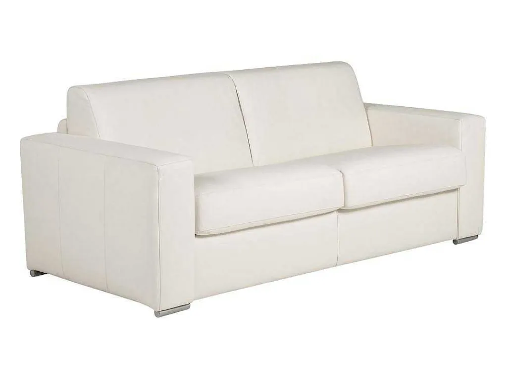 Express-Driezitsslaapbank Van 100% Wit Buffelleer, Matras 22 Cm Delectea Ii-LINEA SOFA Outlet