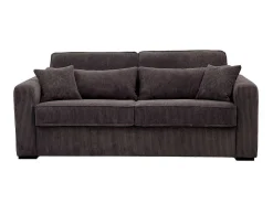 Express-Driezitsslaapbank Van Bruin Ribfluweel - Bed 140 Cm - Matras 18 Cm - Mondovi-Vente-unique Outlet