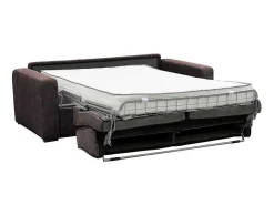Express-Driezitsslaapbank Van Bruin Ribfluweel - Bed 140 Cm - Matras 18 Cm - Mondovi-Vente-unique Outlet