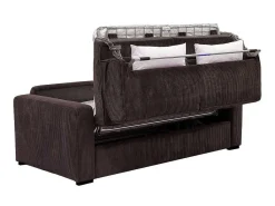 Express-Driezitsslaapbank Van Bruin Ribfluweel - Bed 140 Cm - Matras 18 Cm - Mondovi-Vente-unique Outlet