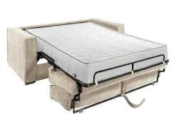 Express-Vierzitsslaapbank Van Beige Ribfluweel - Bed Met Brede Latten 160 Cm - Matras 22 Cm Loreto-Vente-unique
