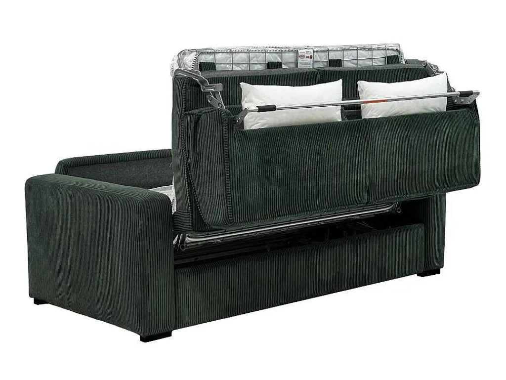 Express-Vierzitsslaapbank Van Groen Ribfluweel - Bed Met Brede Latten 160 Cm - Matras 18 Cm - Mondovi-Vente-unique Sale
