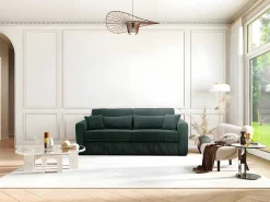 Express-Vierzitsslaapbank Van Groen Ribfluweel - Bed Met Brede Latten 160 Cm - Matras 18 Cm - Mondovi-Vente-unique Sale