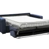 Express-Vierzitsslaapbank Van Blauw Ribfluweel - Bed 160 Cm - Matras 18 Cm - Mondovi-Vente-unique Best