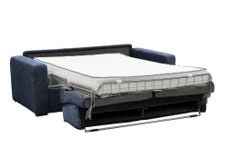 Express-Vierzitsslaapbank Van Blauw Ribfluweel - Bed 160 Cm - Matras 18 Cm - Mondovi-Vente-unique Best