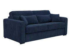 Express-Vierzitsslaapbank Van Blauw Ribfluweel - Bed 160 Cm - Matras 18 Cm - Mondovi-Vente-unique Best