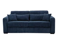 Express-Vierzitsslaapbank Van Blauw Ribfluweel - Bed 160 Cm - Matras 18 Cm - Mondovi-Vente-unique Best
