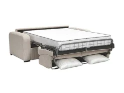 Express-Vierzitsslaapbank Van Beige Ribfluweel - Bed Met Brede Latten 160 Cm - Matras 18 Cm - Bevis-Vente-unique Outlet
