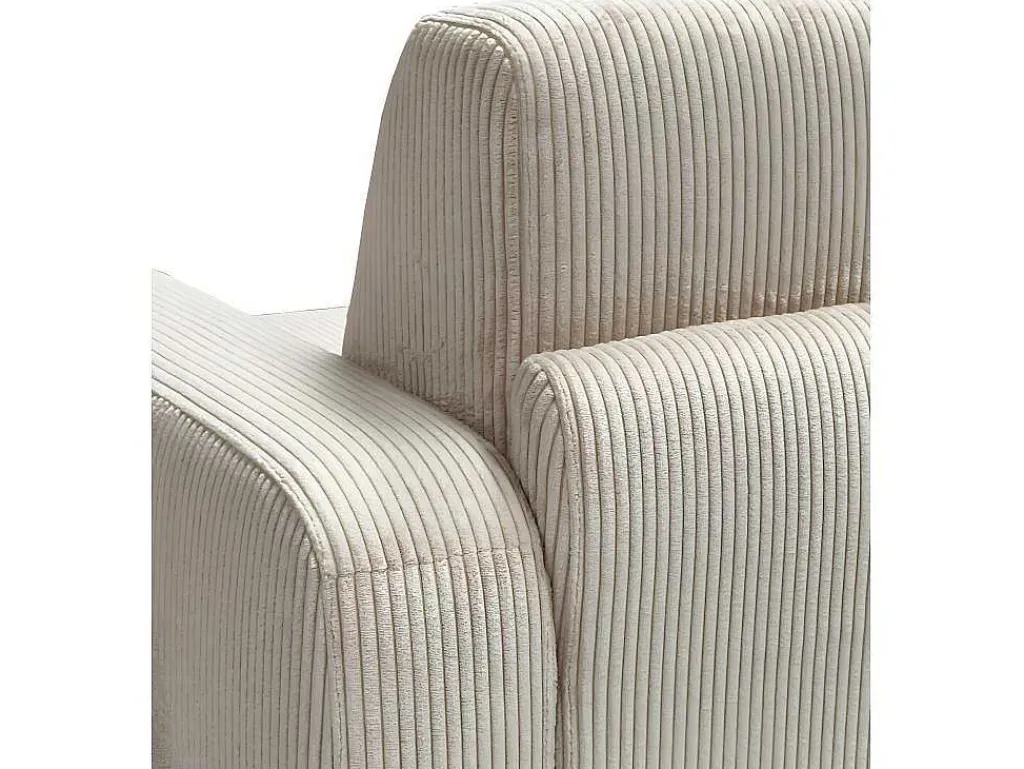 Express-Vierzitsslaapbank Van Beige Ribfluweel - Bed Met Brede Latten 160 Cm - Matras 18 Cm - Bevis-Vente-unique Outlet