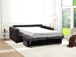 Express-Vierzitsslaapbank Van Bruin Ribfluweel - Bed 160 Cm - Matras 18 Cm - Mondovi-Vente-unique Hot