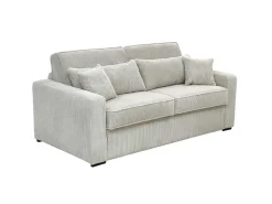 Express-Vierzitsslaapbank Van Beige Ribfluweel - Bed Met Brede Latten 160 Cm - Matras 14 Cm - Mondovi-Vente-unique Best