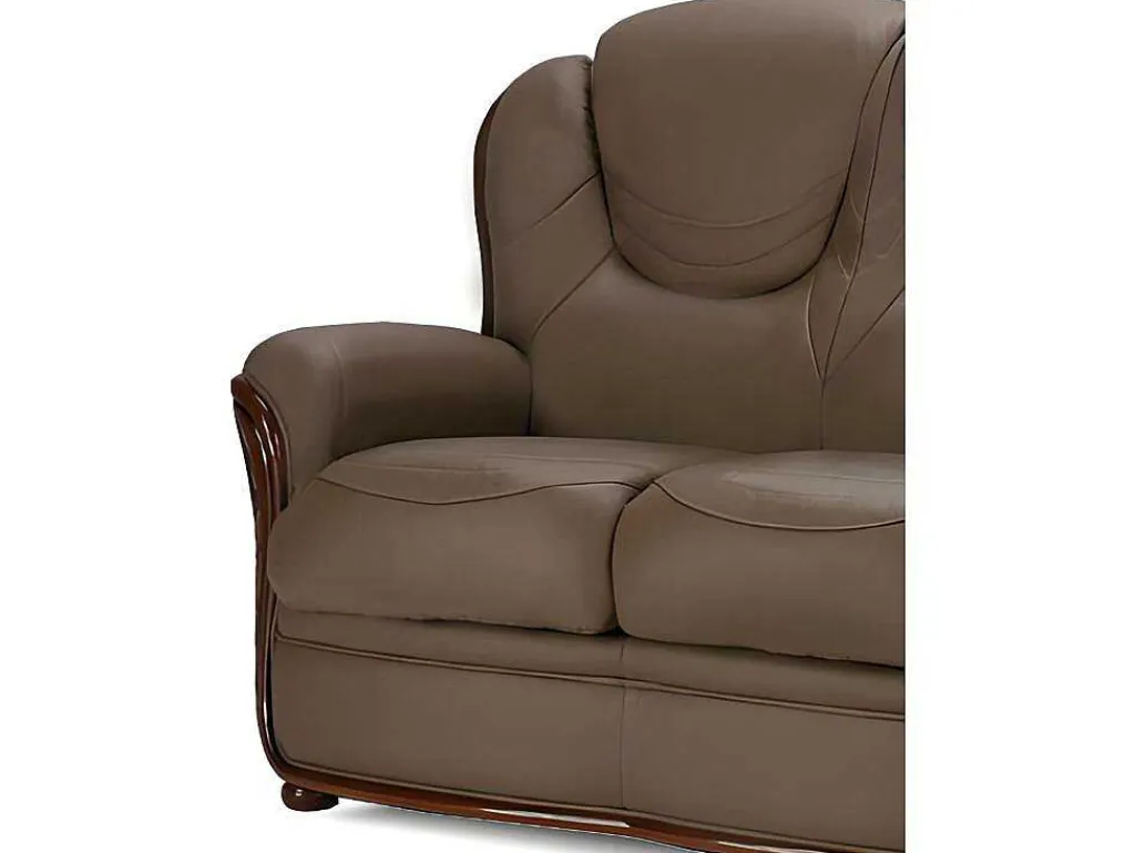 Fauteuil Adelaide - 100% Buffelleer - Taupe-Vente-unique Outlet