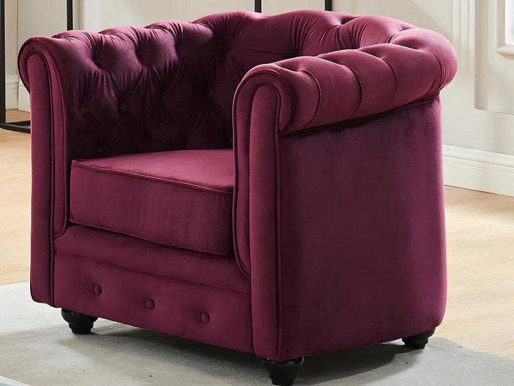 Fauteuil Chesterfield - Fluweel Paars-Vente-unique Sale