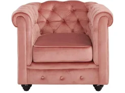 Fauteuil Chesterfield - Fluweel - Pastel Roze-Vente-unique Online