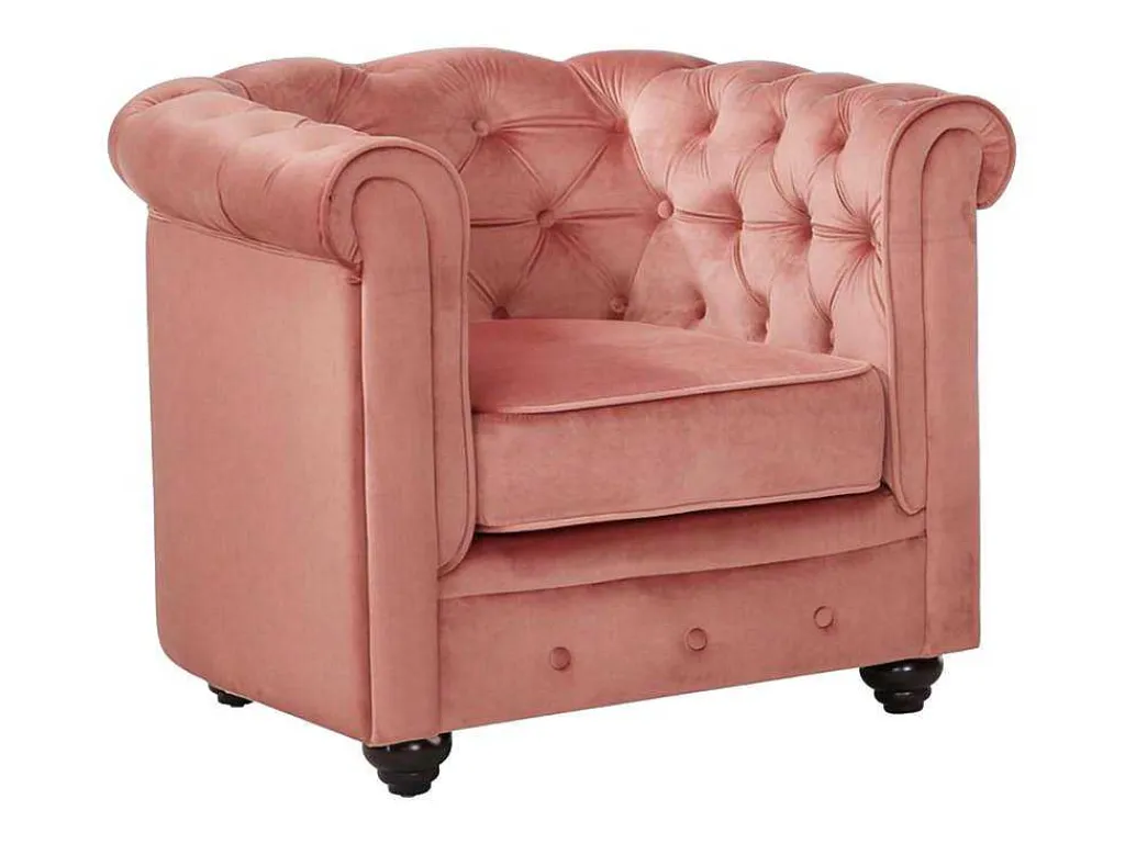 Fauteuil Chesterfield - Fluweel - Pastel Roze-Vente-unique Online