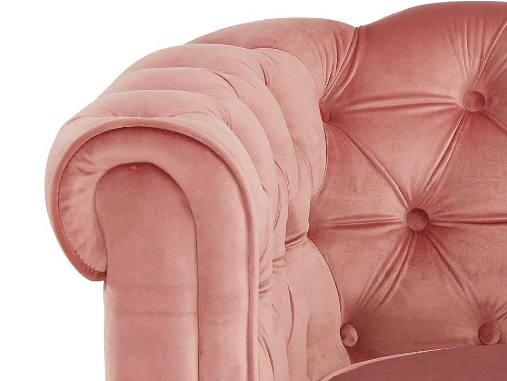 Fauteuil Chesterfield - Fluweel - Pastel Roze-Vente-unique Online