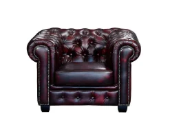 Fauteuil Chesterfield Brenton 100% Buffelleer - Cherry-LINEA SOFA Sale