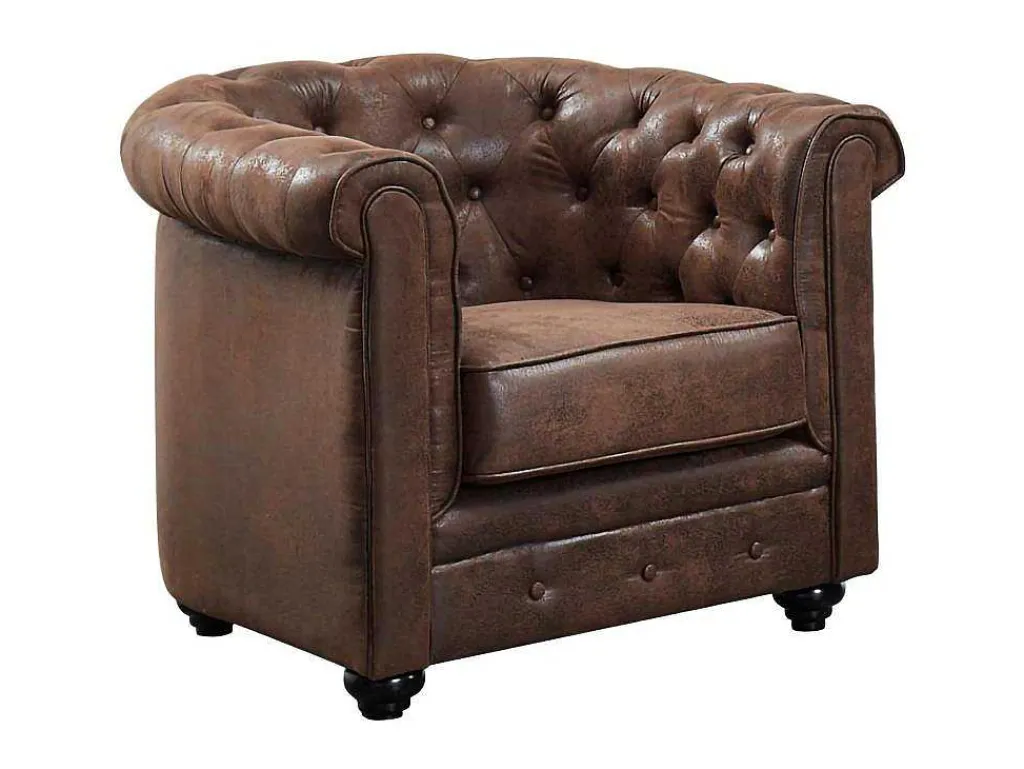 Fauteuil Chesterfield Van Microvezel Met Vintage Look-Vente-unique Sale