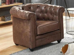 Fauteuil Chesterfield Van Microvezel Met Vintage Look-Vente-unique Sale