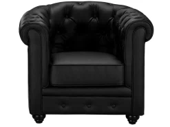 Fauteuil Chesterfield Van Kunstleer - Zwart-Vente-unique Clearance