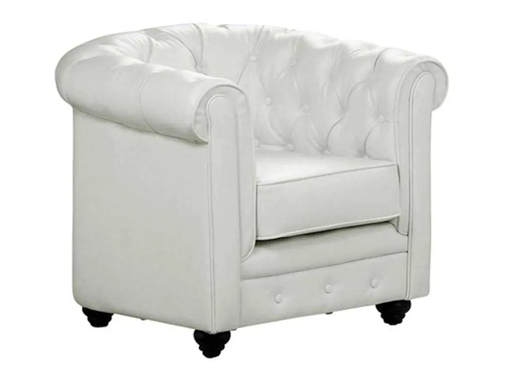 Fauteuil Chesterfield Van Kunstleer - Wit-Vente-unique Hot