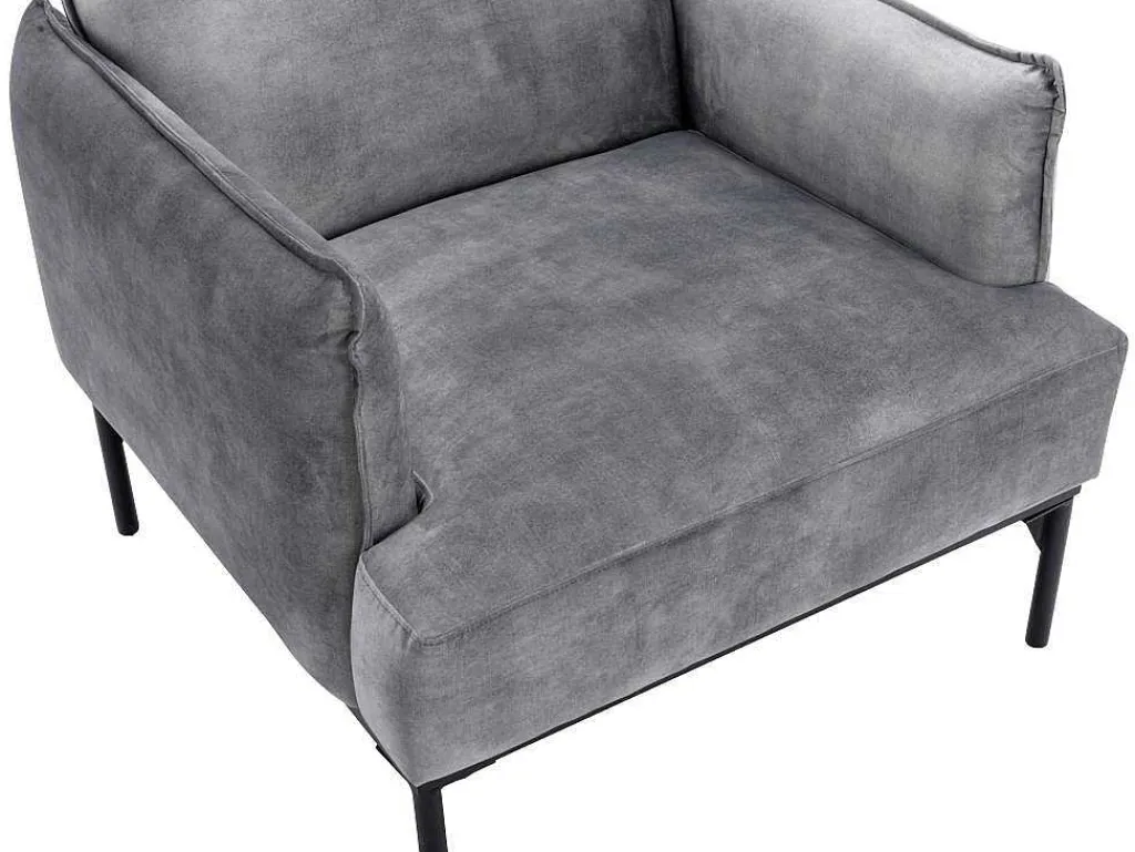 Fauteuil Grijs Fluweel Joel-Vente-unique New