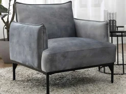 Fauteuil Grijs Fluweel Joel-Vente-unique New
