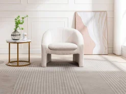 Fauteuil In Gebroken Wit Ribfluweel Ossana-Vente-unique Clearance