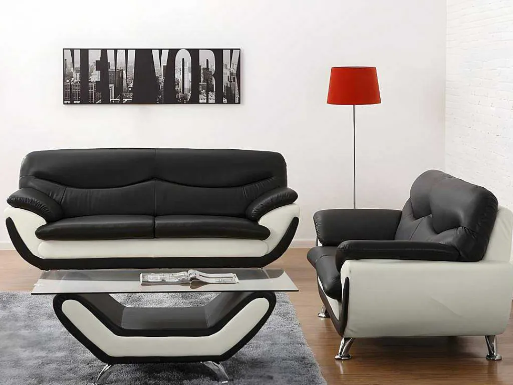 Fauteuil Indice Van Kunstleer - Tweekleurig Zwart En Wit-Vente-unique