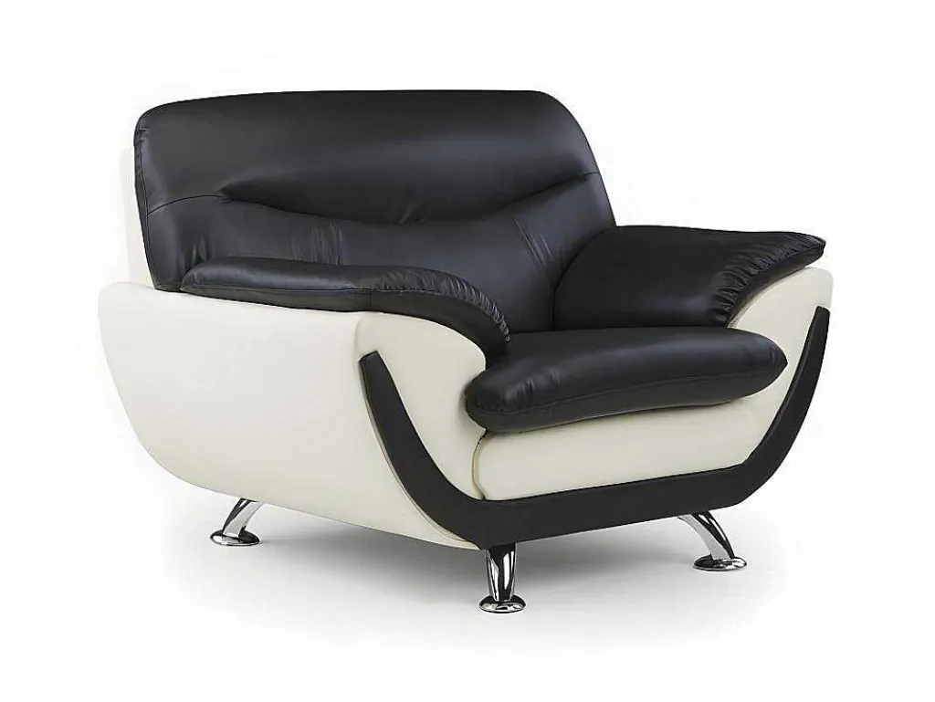 Fauteuil Indice Van Kunstleer - Tweekleurig Zwart En Wit-Vente-unique