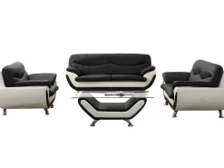 Fauteuil Indice Van Kunstleer - Tweekleurig Zwart En Wit-Vente-unique