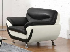 Fauteuil Indice Van Kunstleer - Tweekleurig Zwart En Wit-Vente-unique