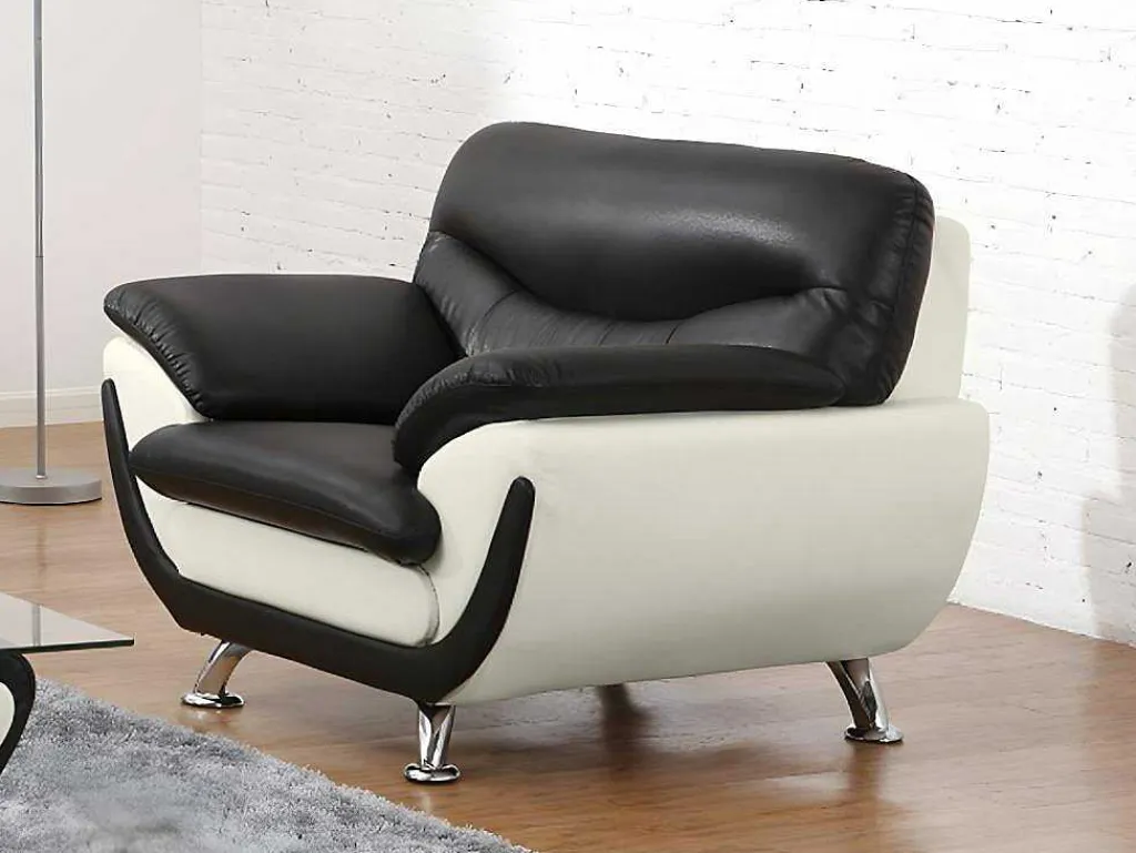 Fauteuil Indice Van Kunstleer - Tweekleurig Zwart En Wit-Vente-unique