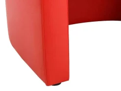 Fauteuil Met Holle Rugleuning En Poef In Rood Kunstleer Jovana-Vente-unique