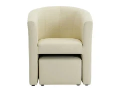 Fauteuil Met Holle Rugleuning En Poef In Beige Kunstleer Jovana-Vente-unique Hot