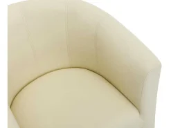 Fauteuil Met Holle Rugleuning En Poef In Beige Kunstleer Jovana-Vente-unique Hot