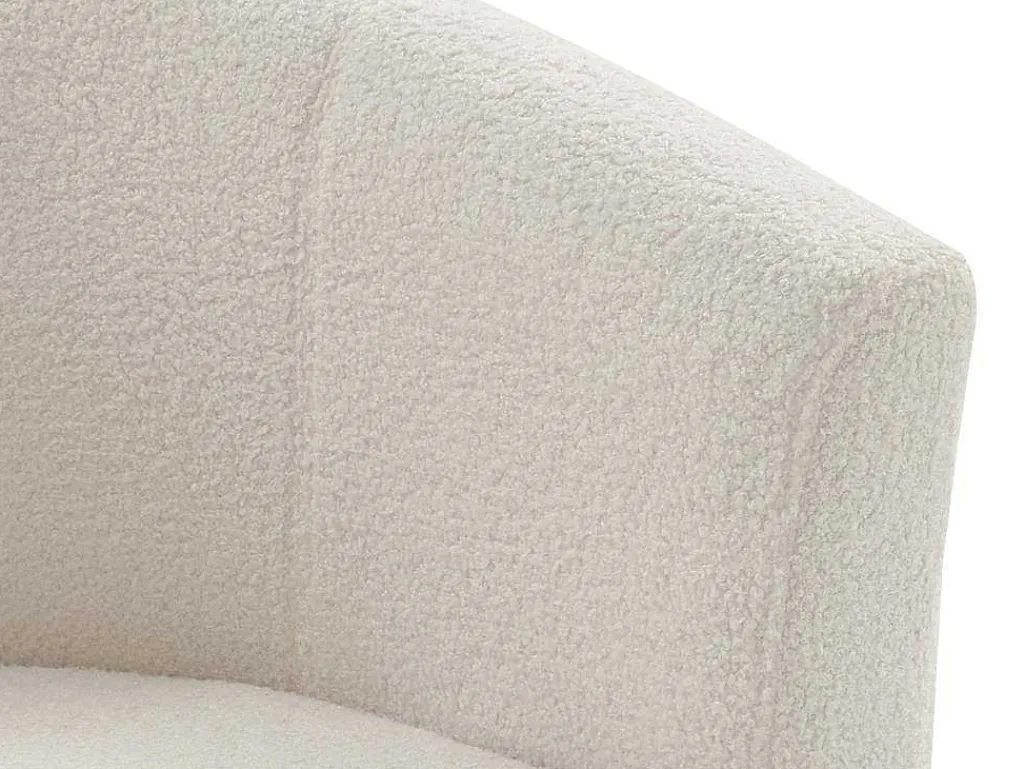 Fauteuil Met Holle Rugleuning En Poef In Witte Bouclestof Jovana-Vente-unique Hot