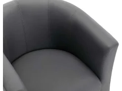 Fauteuil Met Holle Rugleuning En Poef In Grijs Kunstleer Jovana-Vente-unique Clearance