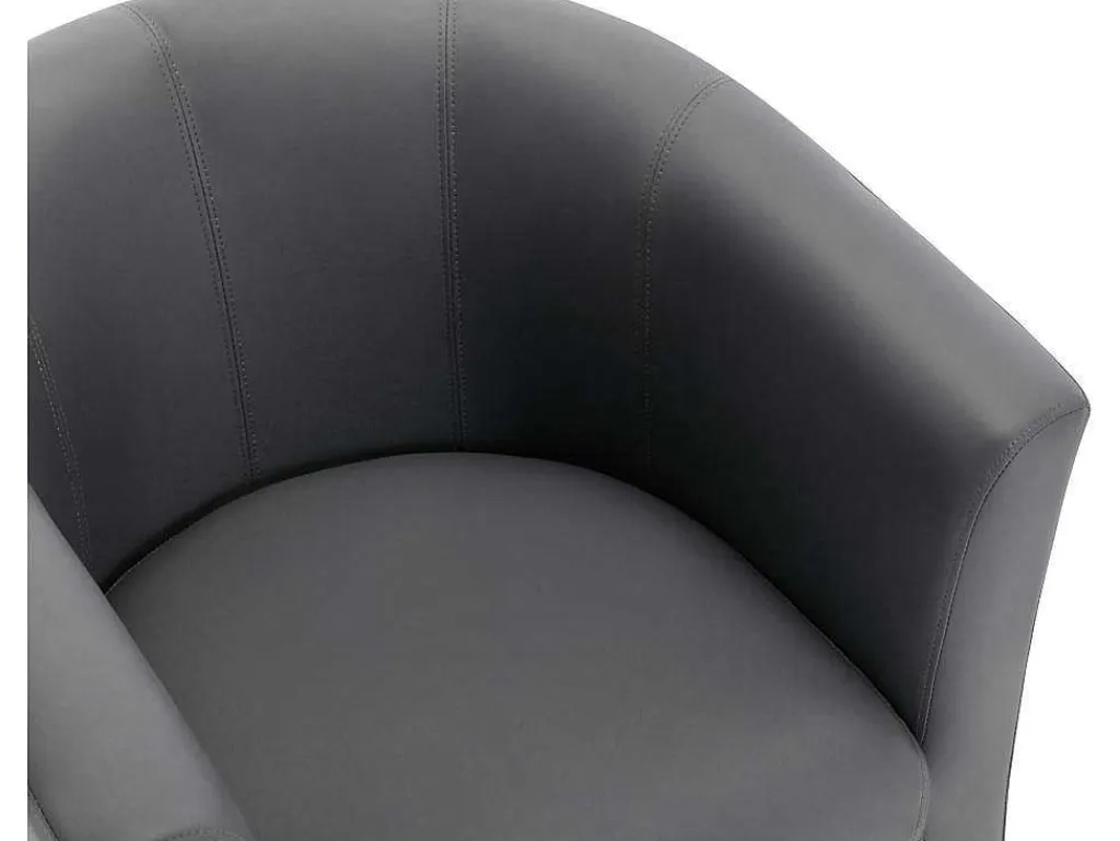 Fauteuil Met Holle Rugleuning En Poef In Grijs Kunstleer Jovana-Vente-unique Clearance