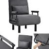 Fauteuil Met Kussen En Verstelbare Rugleuning - Om Te Bouwen Tot Fauteuil - Linnen Stof - Grijs-ModernLuxe Sale